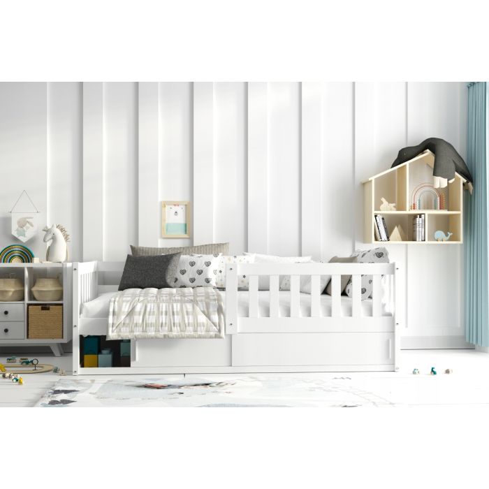 Toddler Bed With Barrier - White
