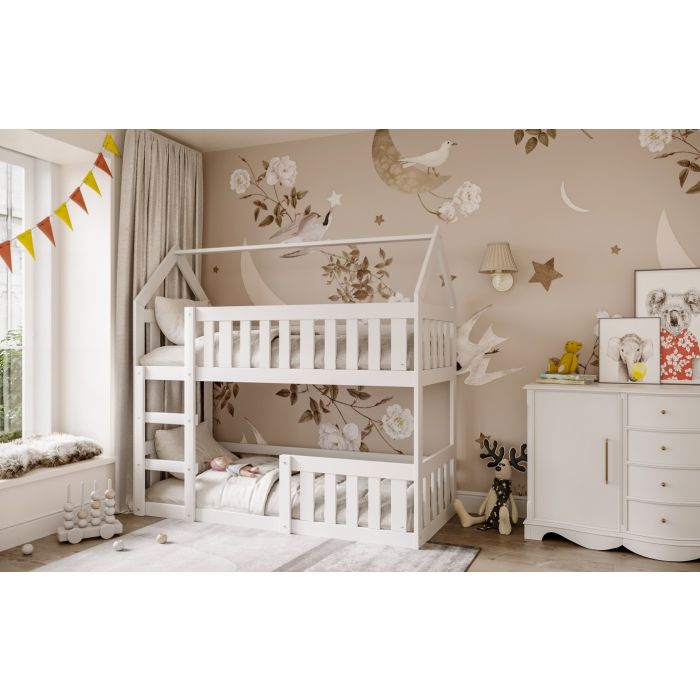 white Montessori house bunk bed