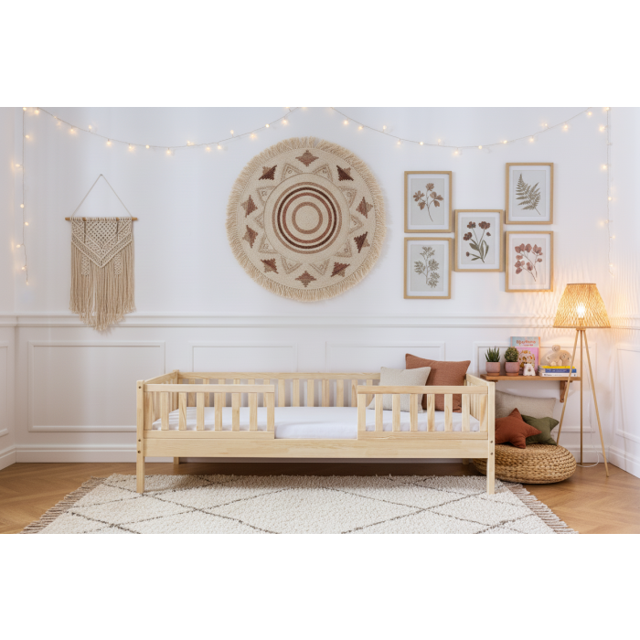 boho style toddler room. positive vibes