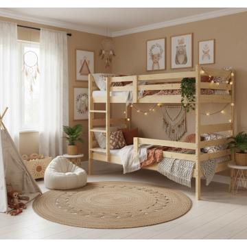 Aron Scandinavian Modular Bunk Bed – 2-in-1 Natural Solid Pine