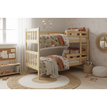 Soren Scandinavian Modular Bunk Bed – 2-in-1 Natural Solid Pine