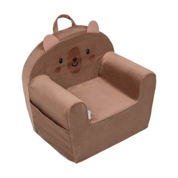 Bjørn Velvet Bear Armchair for Kids | Soft Foam Toddler Chair with Removable Cover & Side Pocket | Ages 1–6